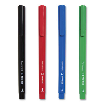 Permanent Marker, Pen-Style, Extra-Fine Needle Tip, Assorted Colors, 12/Pack