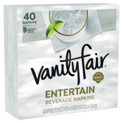 Entertain Beverage Napkins, 2-Ply, 9.8 X 9.8, White, 40/Pack, 12 Packs/Carton