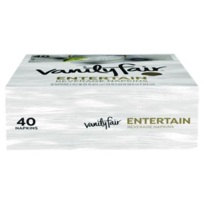Entertain Beverage Napkins, 2-Ply, 9.8 X 9.8, White, 40/Pack, 12 Packs/Carton