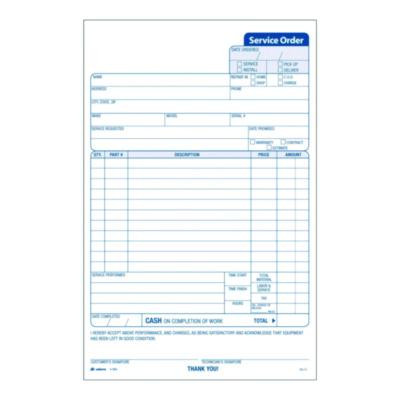 Work Order Form, Three-Part Carbonless, 5.66 x 9, 250 Sets/Pack