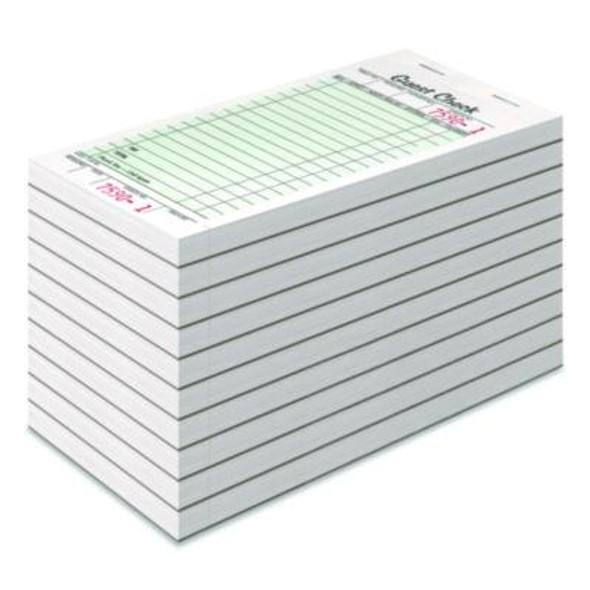 One-Part Guest Check Pad With Perforated Stub, One-Part (No Copies), 3.4 x 6.25, 50 Forms/Pad, 10 Pads/Pack