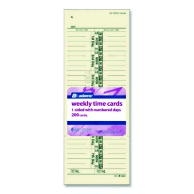 Time Cards For Acroprint, Amano And Lathem Time Clocks, One Side, 3.38 x 9, 200/Pack