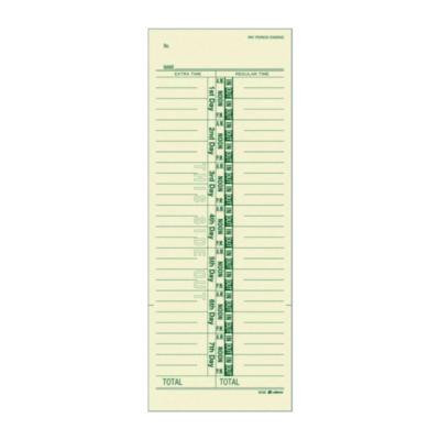 Time Cards For Acroprint, Amano And Lathem Time Clocks, One Side, 3.38 x 9, 200/Pack