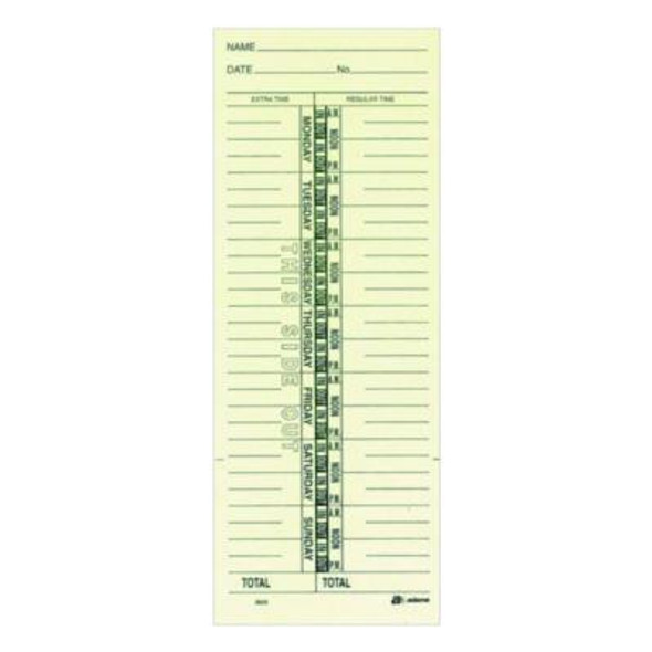 Time Cards For Acroprint, Amano And Lathem Time Clocks, One Side, Weekly, 3.38 x 9, 200/Pack