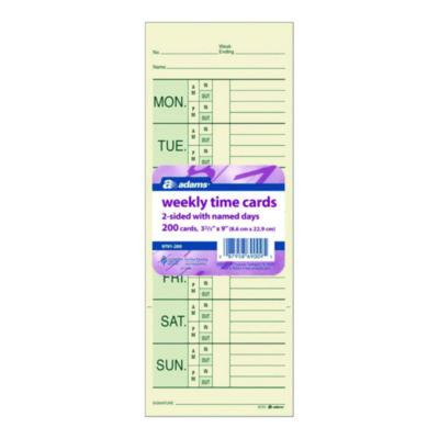 Time Cards For Pyramid 1000 Time Clock, Two Sides, 3.38 x 9, 200/Pack