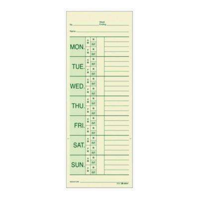 Time Cards For Pyramid 1000 Time Clock, Two Sides, 3.38 x 9, 200/Pack
