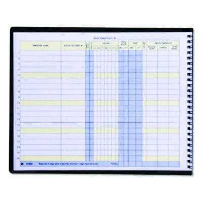 Weekly Payroll Record Book For 20 Employees, Two-Page Spread: 36 Columns, Royal Blue Cover, 8.5 x 11 Sheets, 56 Sheets/Book