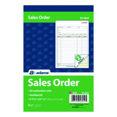Multipart Sales Order Pad, Two-Part Carbonless, 5.56 x 7.94, 50 Forms/Pad, 10 Pads/Box