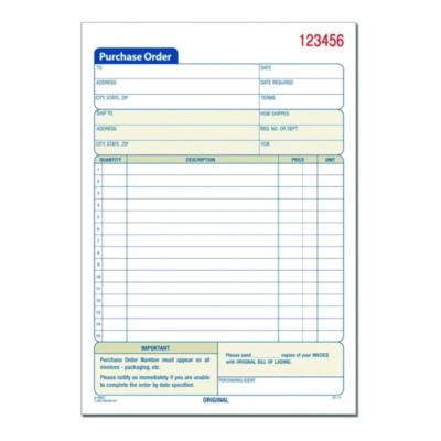 Multipart Purchase Order Pad, Two-Part Carbonless, 7.94 x 5.56, 50 Forms/Pad, 10 Pads/Pack