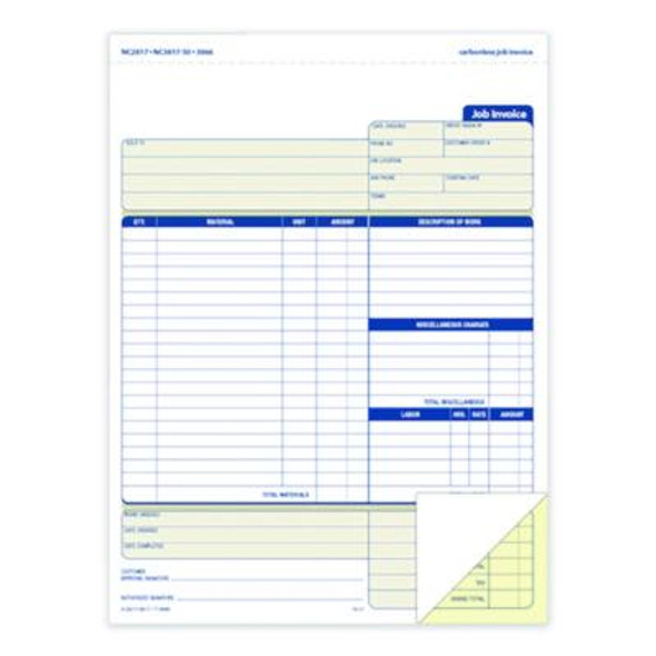 Multipart Job Invoice Forms, Two-Part Carbonless, 8.5 x 10.94, 100 Forms Total