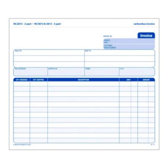 Multipart General-Purpose Invoice Forms, Two-Part Carbonless, 8.5 x 6.94, 50 Forms Total
