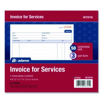 Multipart Service Invoice Pad, Three-Part Carbonless, 8.5 x 6.94, 50 Forms Total