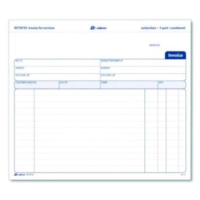 Multipart Service Invoice Pad, Three-Part Carbonless, 8.5 x 6.94, 50 Forms Total