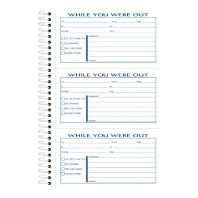 While You Were Out Messages Book, Two-Part Carbonless, 5 x 2.83, 3 Forms/Sheet, 300 Forms Total