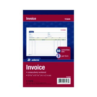 Multipart General-Purpose Invoice Pad, Three-Part Carbonless, 7.94 x 5.56, 50 Forms Total