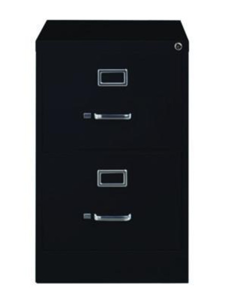 Two-Drawer Economy Vertical File, 2 Legal-Size File Drawers, Black, 18 x 26.5 x 28.37