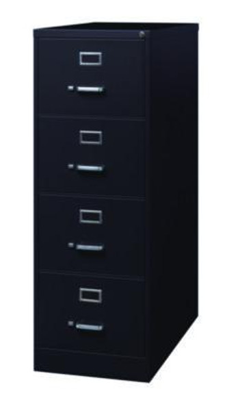 Four-Drawer Economy Vertical File, 4 Legal-Size File Drawers, Black, 18" x 26.5" x 52"