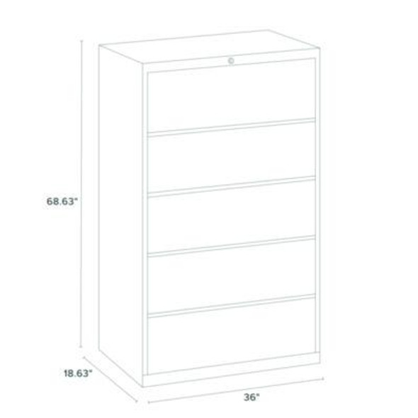 Combo Lateral File Cabinet And Rollout File Shelf, 4 Letter/Legal/A4-Size Shelves And 1 Drawer, Black, 36" x 18.63" x 68.63"
