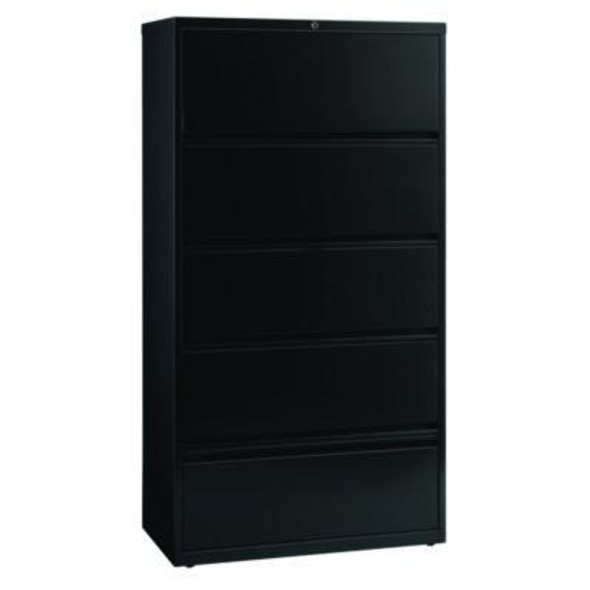Combo Lateral File Cabinet And Rollout File Shelf, 4 Letter/Legal/A4-Size Shelves And 1 Drawer, Black, 36" x 18.63" x 68.63"