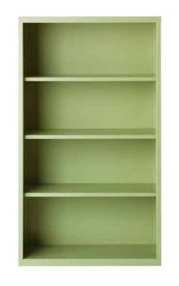 Four-Shelf Metal Bookcase, 34.5" x 13" x 60", Putty