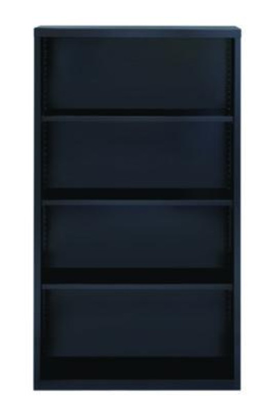 Four-Shelf Metal Bookcase, 34.5" x 13" x 60", Black