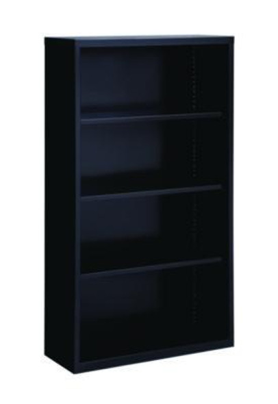 Four-Shelf Metal Bookcase, 34.5" x 13" x 60", Black