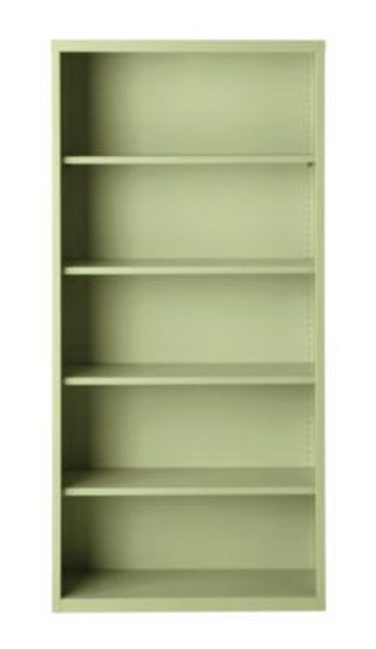 Five-Shelf Metal Bookcase, 34.5" x 13" x 72", Putty