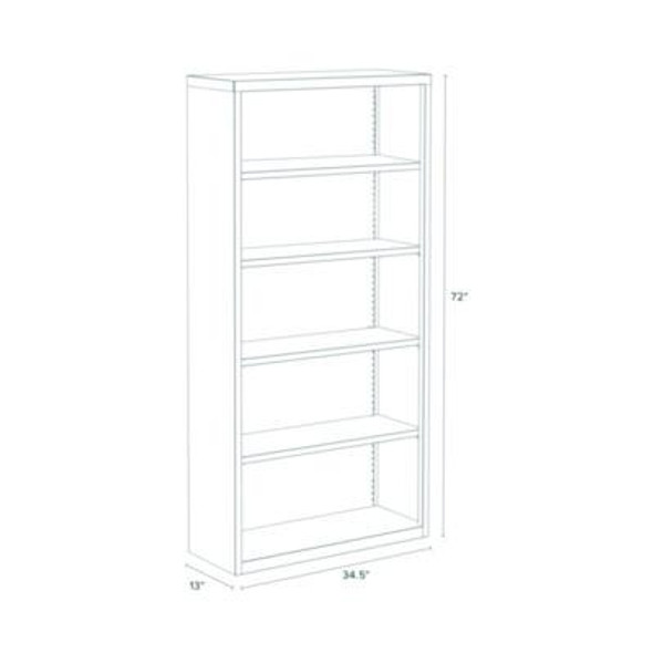 Five-Shelf Metal Bookcase, 34.5" x 13" x 72", Black