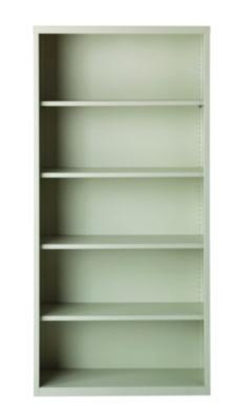 Five-Shelf Metal Bookcase, 34.5" x 13" x 72", Light Gray