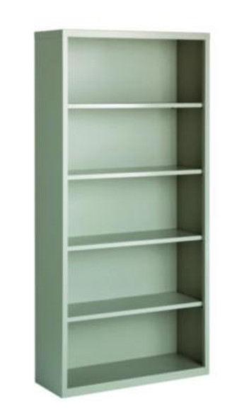 Five-Shelf Metal Bookcase, 34.5" x 13" x 72", Light Gray