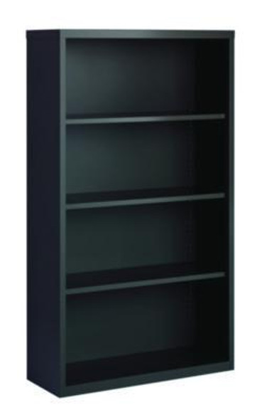 Four-Shelf Metal Bookcase, 34.5" x 13" x 60", Charcoal