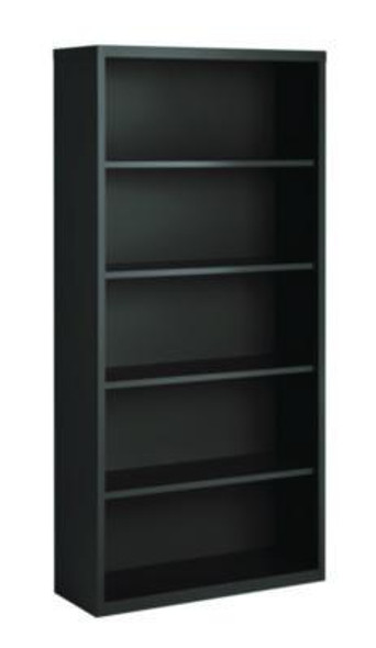 Five-Shelf Metal Bookcase, 34.5" x 13" x 72", Charcoal