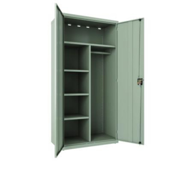 Wardrobe Combo Cabinet, (1) Half-Width Rod, (3) Adjustable Half Shelves, (1) Fixed Full Shelf, 36" x 18" x 80.5", Light Gray