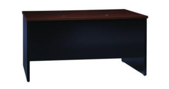 Executive Double Pedestal Steel Desks, 60" x 30" x 29.5", Black/Walnut