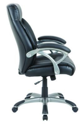 Alera Fulford Bonded Leather High-Back Managers Chair, Supports 275Lb, 18.62-22.56" Seat Height, Black Seat/Back, Silver Base