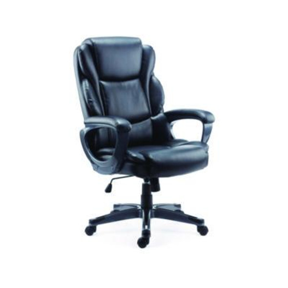 Alera Kirkdale Bonded Leather Manager Chair, Supports Up To 275 Lb, 16.18 To 22.76 Seat Height, Black Seat/Back, Black Base