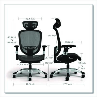 Alera Minerva Ergonomic Mesh Swivel Task Chair, Support Up To 275Lb, 17.24 To 20.98 Seat Height, Black Seat/Back, Silver Base