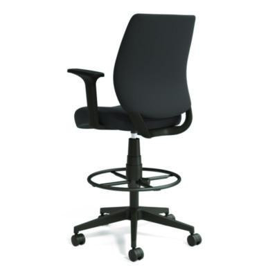 Alera Wessex Drafting Stool, Fabric, Supports Up To 275 Lb, 27.95 To 33.66 Seat Height, Black Seat, Black Back, Black Base