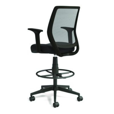 Alera Wessex Drafting Stool, Mesh Back, Supports Up To 275 Lb, 27.95 To 33.66 Seat Height, Black Seat, Black Back, Black Base