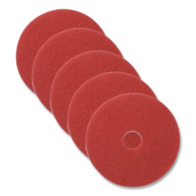 Buffing Pads, 14" Diameter, Red, 5 Pads/Carton