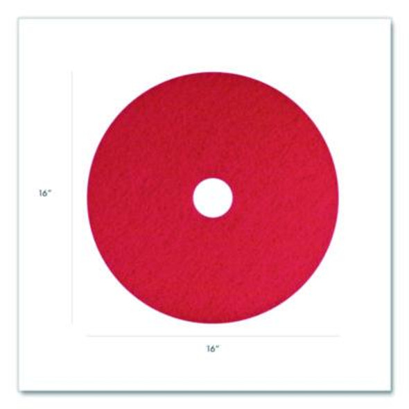Buffing Pads, 16" Diameter, Red, 5/Carton