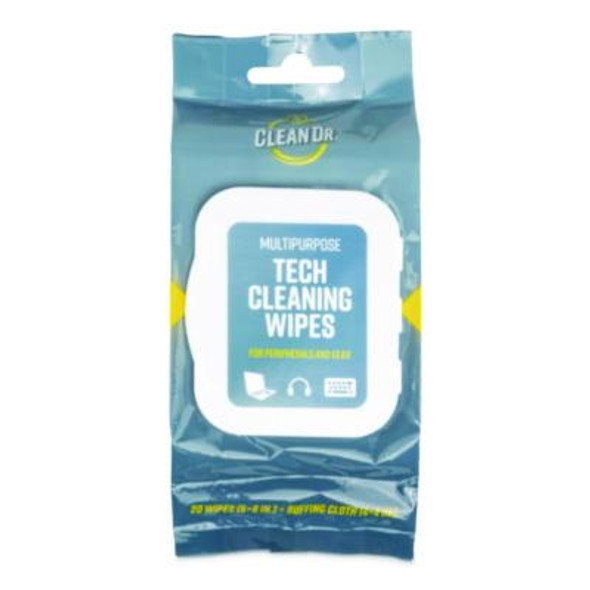 Screendr Device And Screen Cleaning Wipes, 6.88" x 3.9", Unscented, White/Gray, 20/Pack