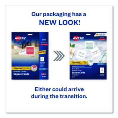 Clean Edge Square Cards, Inkjet, 2.5 x 2.5, 9 Cards/Sheet, 20 Sheets/Pack