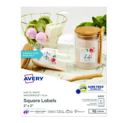 Laser/Inkjet Multipurpose Label, 2 x 2, White, 12/Sheet, 8 Sheets/Pack