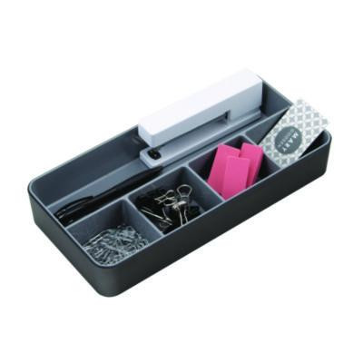 Fusion Five-Compartment Plastic Accessory Holder, Plastic, 12.25 x 6 x 2, Black/Gray