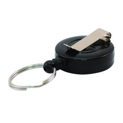 Badge Reel With Split Key Ring, Extends 30", Black, 12/Box