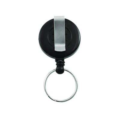 Badge Reel With Split Key Ring, Extends 30", Black, 12/Box