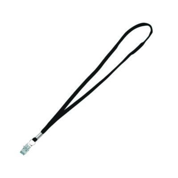 Metal Flat Clip Lanyard, 36" Long, Black, 100/Pack