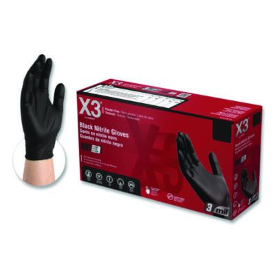 Industrial Nitrile Gloves, Powder-Free, Xx-Large, 3 Mil Thick, 9.5" Long, Black, 100/Box