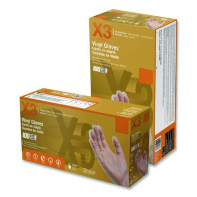 Industrial Vinyl Gloves, Powder-Free, Small, 3 Mil Thick, 9.5" Long, Clear, 100/Box